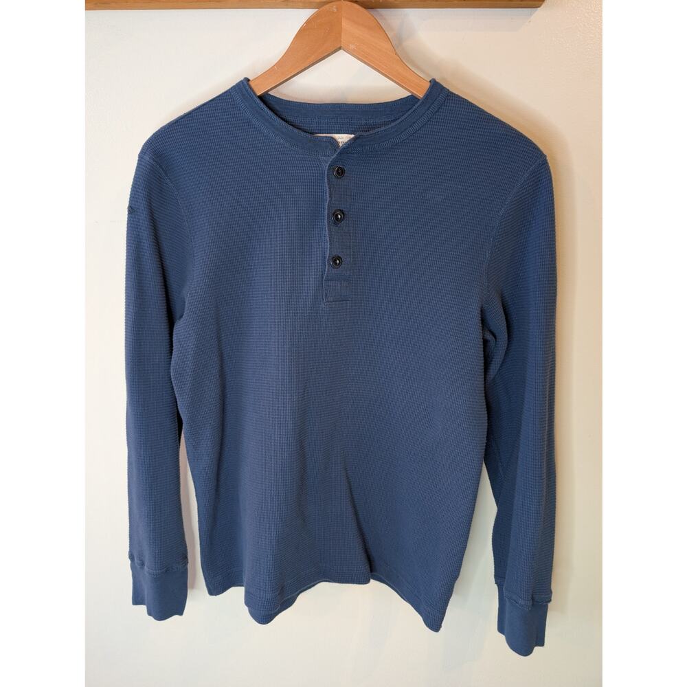 J.Crew Rustic Jersey Thermal Henley Top Steel Blue Vintage Style Women's S